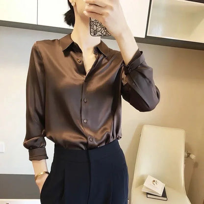 Camisas y blusas de moda de primavera, suéteres nuevos, cárdigans, tops de mujer de punto coreanos de manga larga con solapa y botones, abrigos elegantes