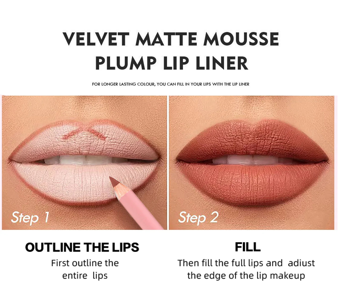 Lápiz delineador de labios mate de 12 colores, resistente al agua, con efecto voluminizador, lápiz labial natural, color rosa nude, contorno de labios profesional, maquillaje