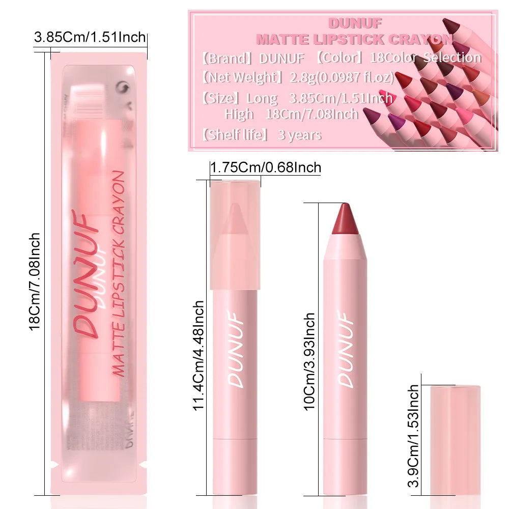 Lápiz labial de 18 colores, resistente al agua, sexy, rojo, mate, tinte de contorno, lápiz labial duradero, antiadherente, lápiz delineador de labios, maquillaje cosmético