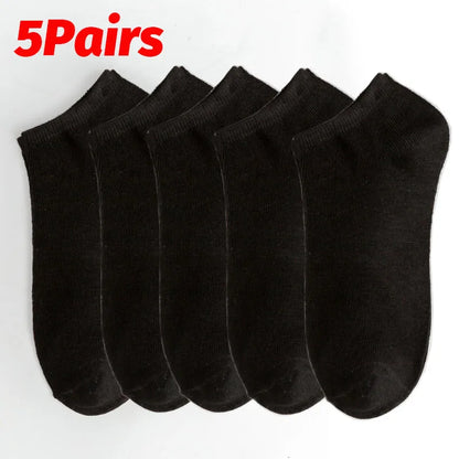 Calcetines de corte bajo para hombre, de color liso, negros, blancos y grises, transpirables, antideslizantes, de algodón, suaves, cómodos, ligeros, calcetines cortos