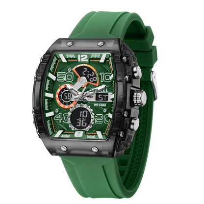 8109 Nuevo reloj para hombre, deportivo, multifuncional, resistente al agua hasta 50 m, con pantalla dual, luz LED nocturna, reloj electrónico para estudiantes y ocio