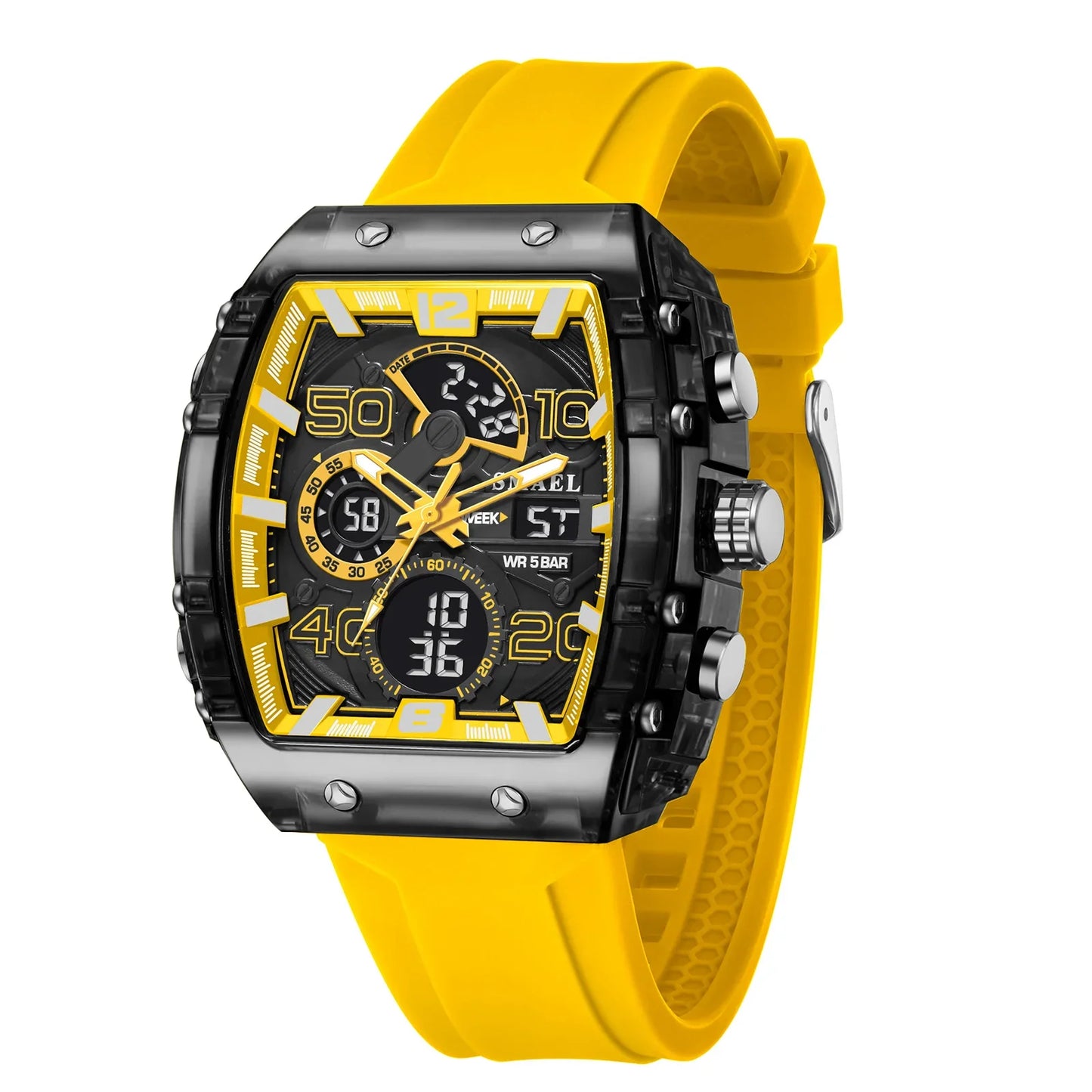 8109 Nuevo reloj para hombre, deportivo, multifuncional, resistente al agua hasta 50 m, con pantalla dual, luz LED nocturna, reloj electrónico para estudiantes y ocio