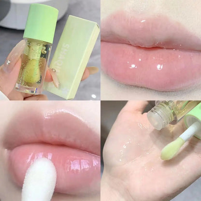 Brillo labial ligero y agua, hidratante, transparente, gelatina, espejo, cristal de frutas, aceite labial, transparente, hidratante, voluminizador, maquillaje coreano para el cuidado de los labios