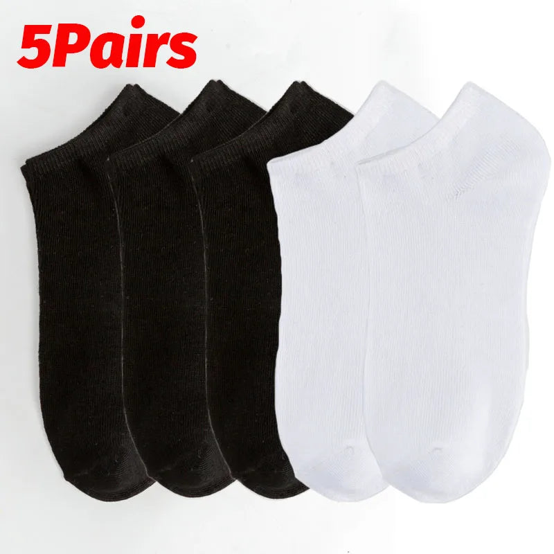 Calcetines de corte bajo para hombre, de color liso, negros, blancos y grises, transpirables, antideslizantes, de algodón, suaves, cómodos, ligeros, calcetines cortos