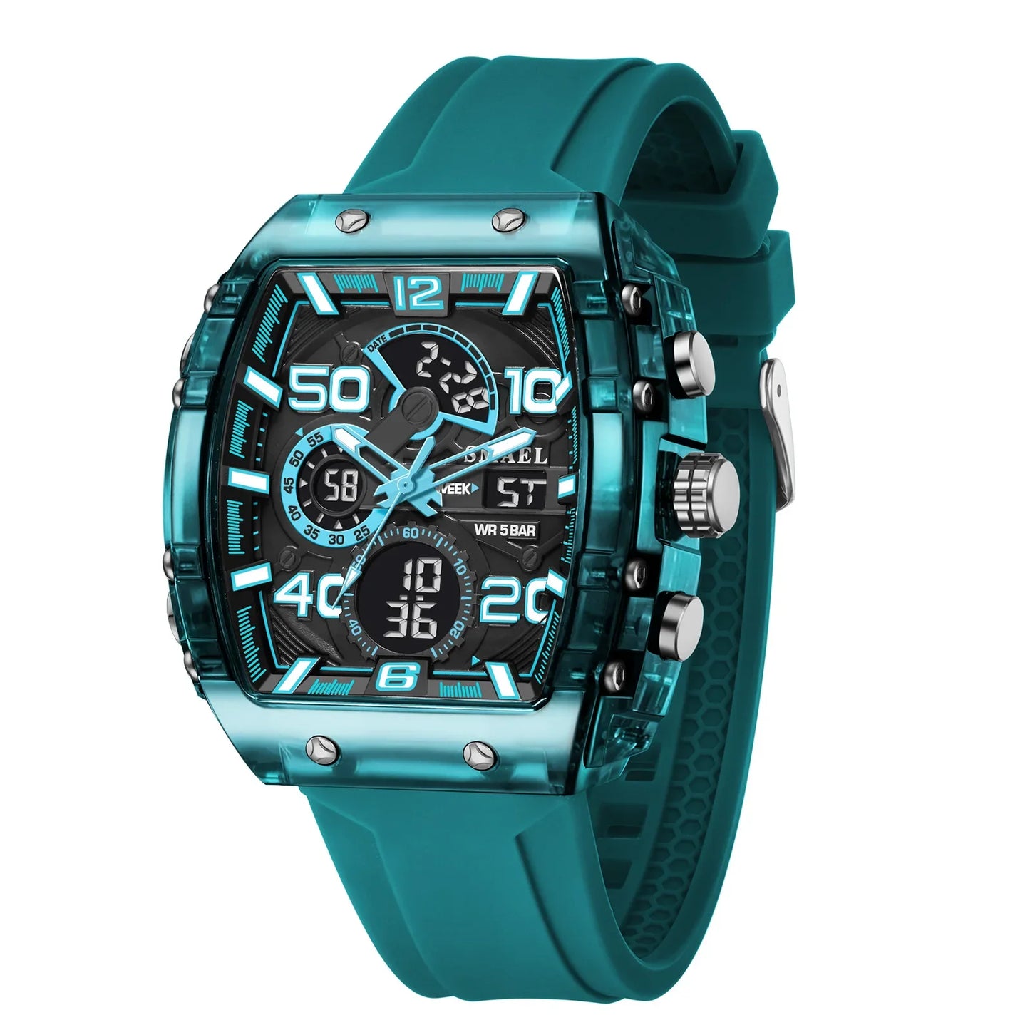 8109 Nuevo reloj para hombre, deportivo, multifuncional, resistente al agua hasta 50 m, con pantalla dual, luz LED nocturna, reloj electrónico para estudiantes y ocio