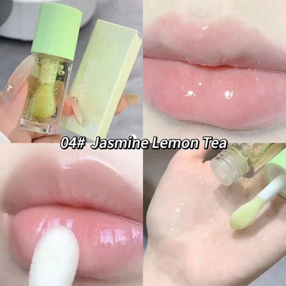 Brillo labial ligero y agua, hidratante, transparente, gelatina, espejo, cristal de frutas, aceite labial, transparente, hidratante, voluminizador, maquillaje coreano para el cuidado de los labios