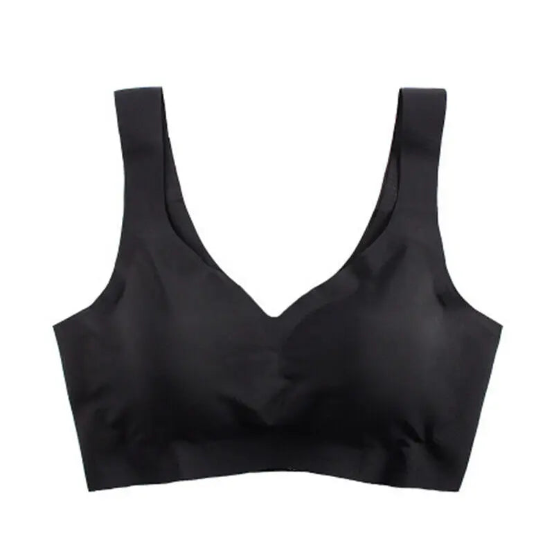 Comprá 2, llevate 3 Sujetador push up de seda helada sin costuras para mujer, sujetador de realce con almohadilla extraíble para el pecho