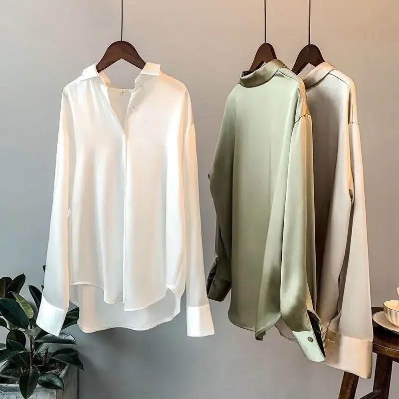 Camisas y blusas de moda de primavera, suéteres nuevos, cárdigans, tops de mujer de punto coreanos de manga larga con solapa y botones, abrigos elegantes