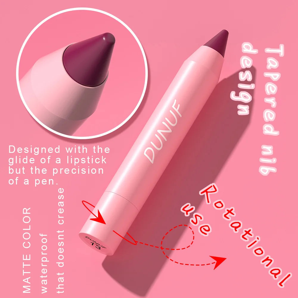 Lápiz labial de 18 colores, resistente al agua, sexy, rojo, mate, tinte de contorno, lápiz labial duradero, antiadherente, lápiz delineador de labios, maquillaje cosmético