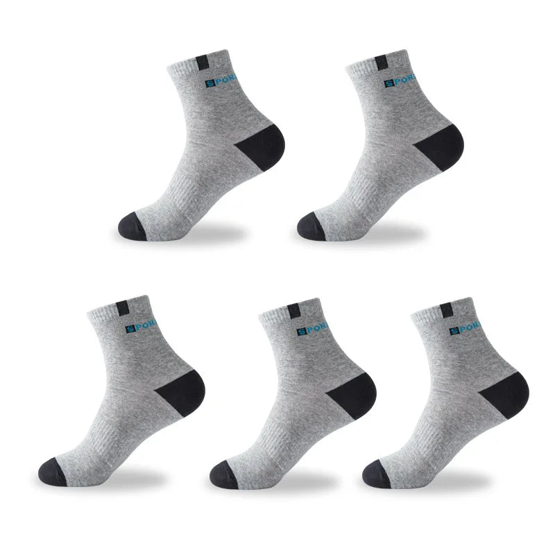 Calcetines de algodón para hombre, deportivos, transpirables, suaves, con letras, a la moda, de tubo medio elástico alto, calcetines de toalla para correr en verano