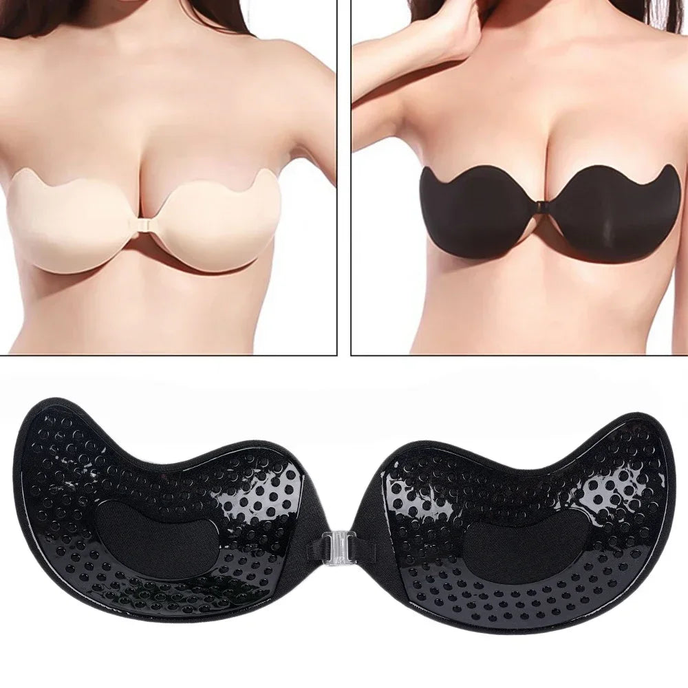 Sujetador adhesivo invisible sin tirantes, sujetadores push up sin tirantes, lencería para mujer, cubre pezones de silicona sin costuras, ropa interior tipo bralette