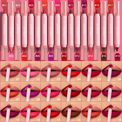 Lápiz labial de 18 colores, resistente al agua, sexy, rojo, mate, tinte de contorno, lápiz labial duradero, antiadherente, lápiz delineador de labios, maquillaje cosmético