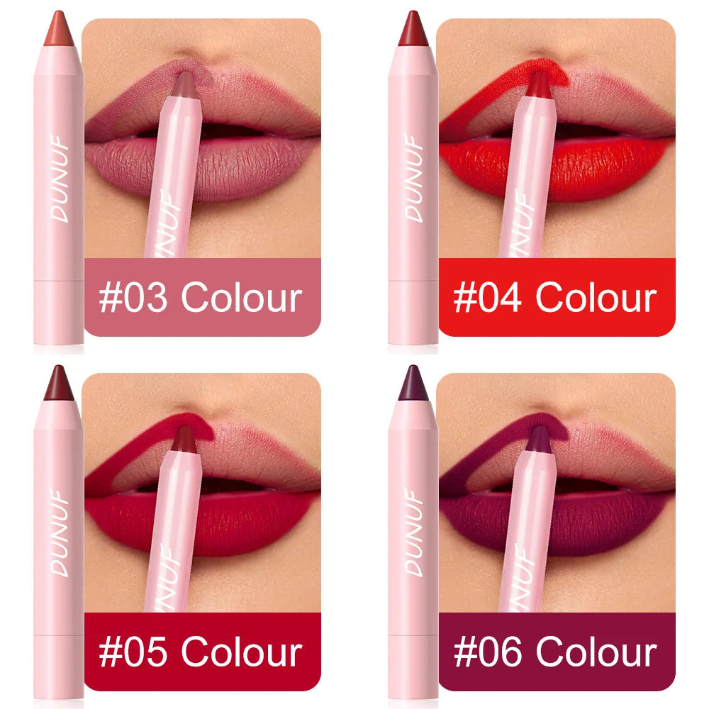 Lápiz labial de 18 colores, resistente al agua, sexy, rojo, mate, tinte de contorno, lápiz labial duradero, antiadherente, lápiz delineador de labios, maquillaje cosmético