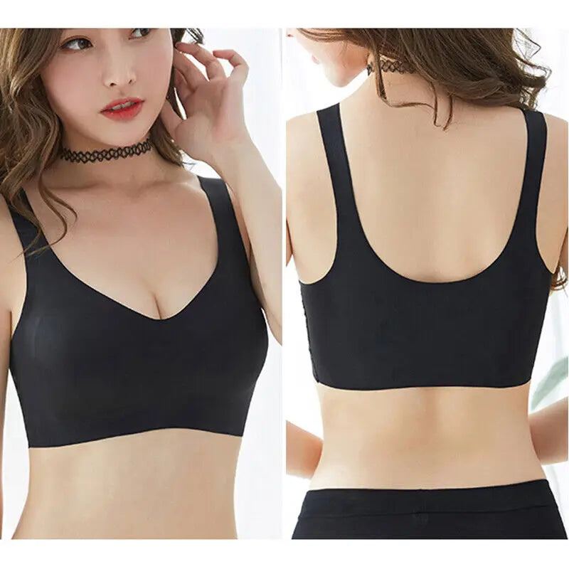 Comprá 2, llevate 3 Sujetador push up de seda helada sin costuras para mujer, sujetador de realce con almohadilla extraíble para el pecho