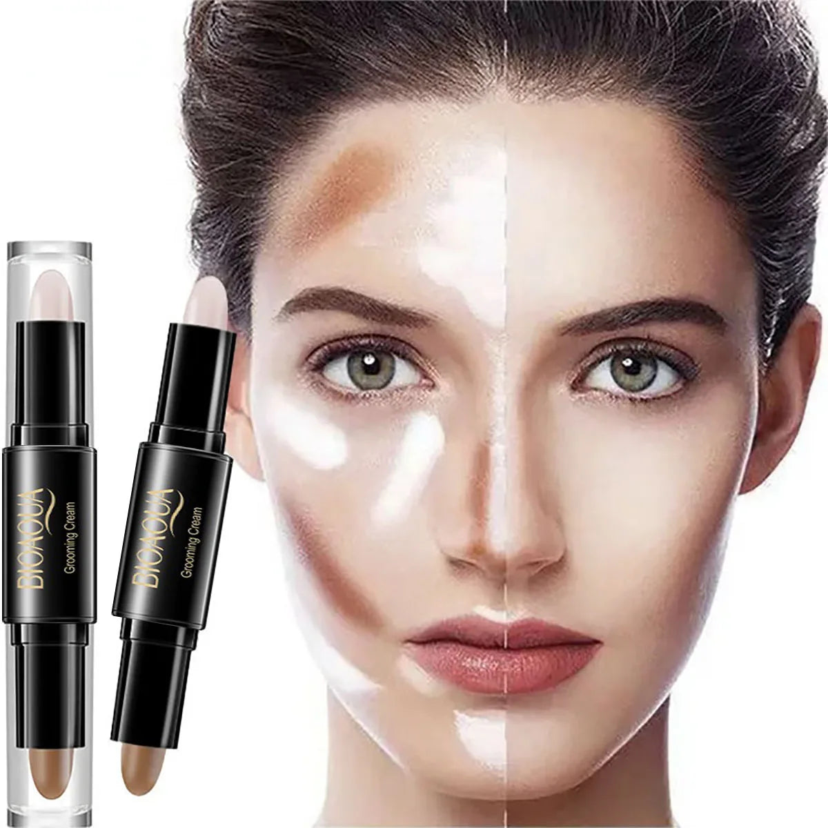 Base de maquillaje profesional de alta calidad, crema base para el rostro, corrector, contorno para el rostro, bronceador, cosméticos de belleza para mujeres