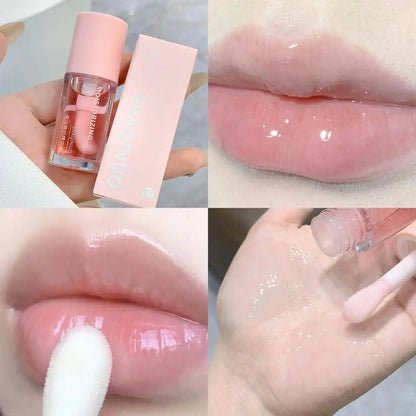 Brillo labial ligero y agua, hidratante, transparente, gelatina, espejo, cristal de frutas, aceite labial, transparente, hidratante, voluminizador, maquillaje coreano para el cuidado de los labios