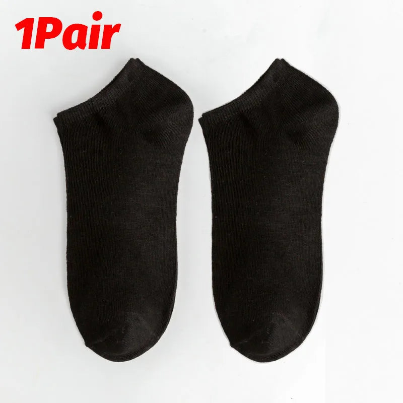 Calcetines de corte bajo para hombre, de color liso, negros, blancos y grises, transpirables, antideslizantes, de algodón, suaves, cómodos, ligeros, calcetines cortos