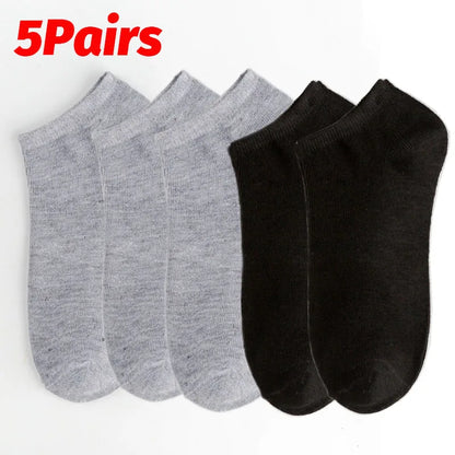 Calcetines de corte bajo para hombre, de color liso, negros, blancos y grises, transpirables, antideslizantes, de algodón, suaves, cómodos, ligeros, calcetines cortos