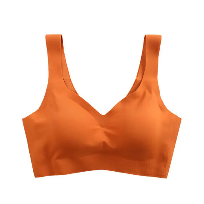 Comprá 2, llevate 3 Sujetador push up de seda helada sin costuras para mujer, sujetador de realce con almohadilla extraíble para el pecho