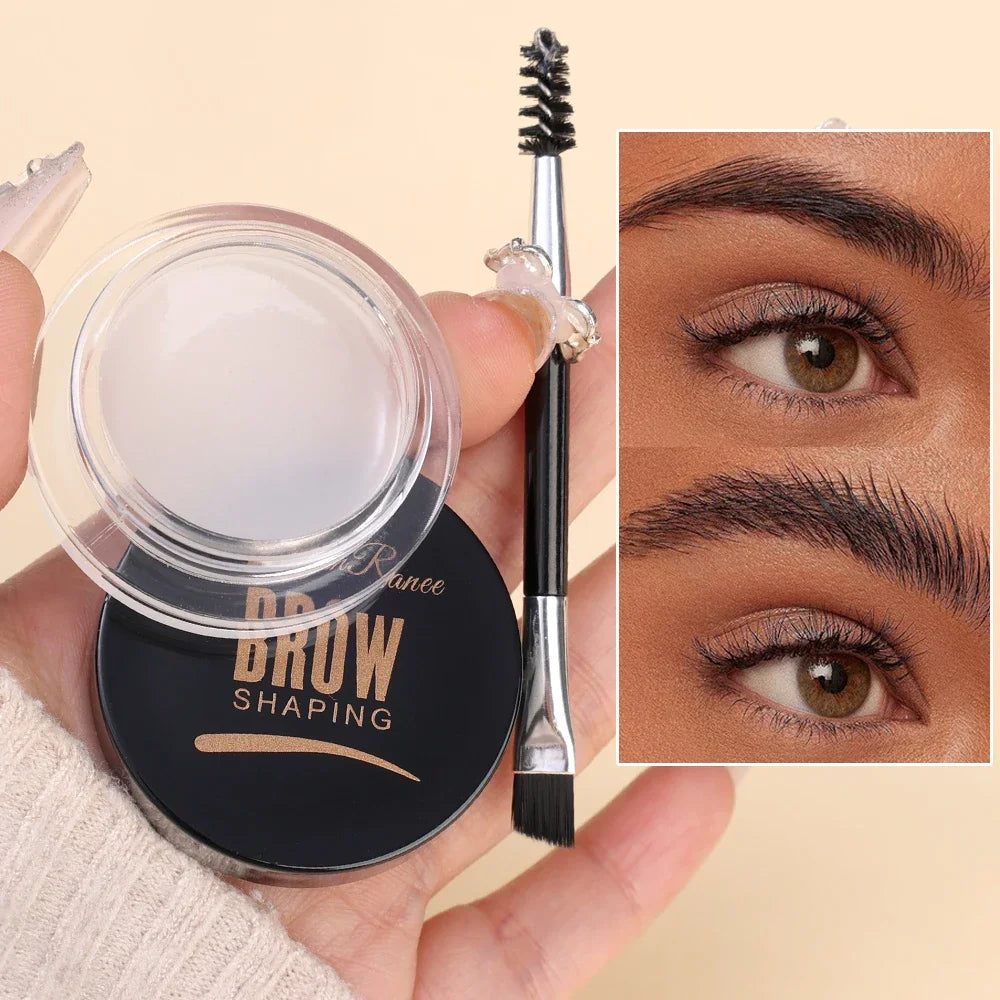 Crema para cejas con tinte natural 3D, color marrón mate y negro, para realzar las cejas, cera en gel, maquillaje de ojos duradero y resistente al agua, herramientas cosméticas