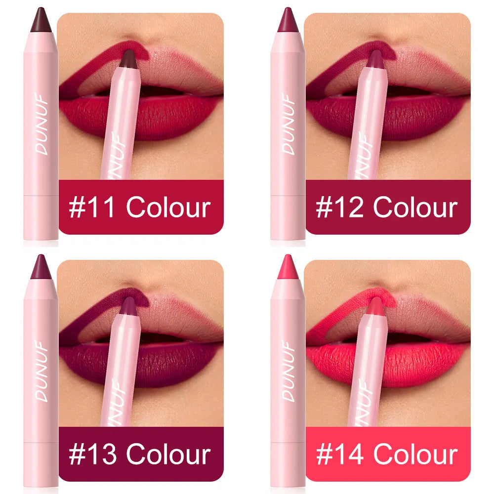 Lápiz labial de 18 colores, resistente al agua, sexy, rojo, mate, tinte de contorno, lápiz labial duradero, antiadherente, lápiz delineador de labios, maquillaje cosmético