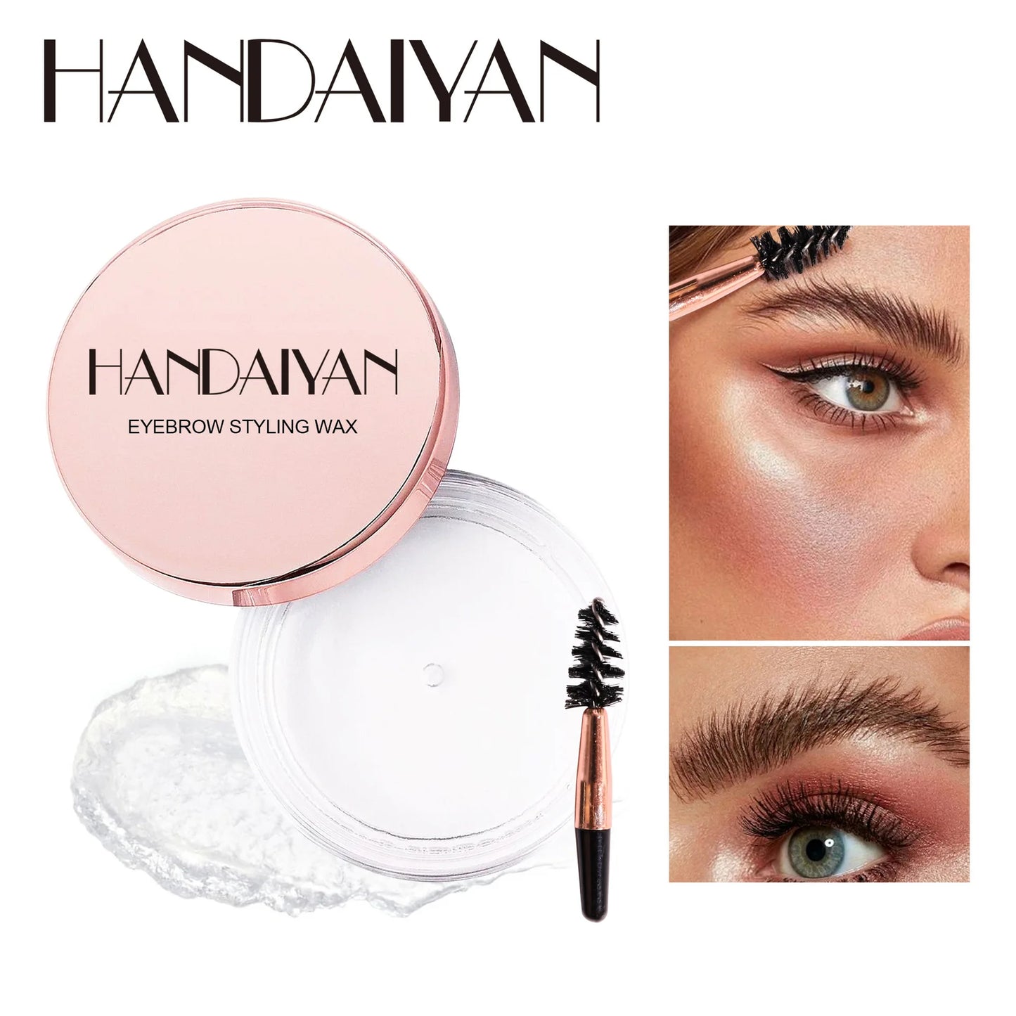 Jabón para peinar cejas en pomada transparente, fijador de cera en gel para cejas con cepillo para mujeres, cosméticos para cejas, maquillaje, gel para cejas