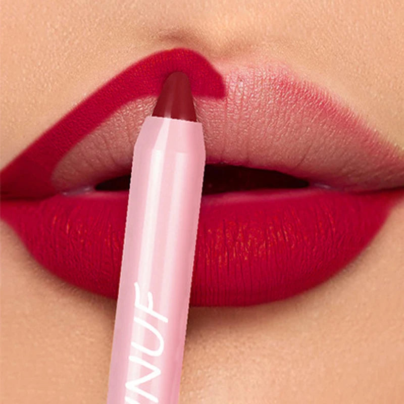 Lápiz labial de 18 colores, resistente al agua, sexy, rojo, mate, tinte de contorno, lápiz labial duradero, antiadherente, lápiz delineador de labios, maquillaje cosmético