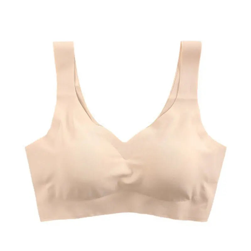 Comprá 2, llevate 3 Sujetador push up de seda helada sin costuras para mujer, sujetador de realce con almohadilla extraíble para el pecho