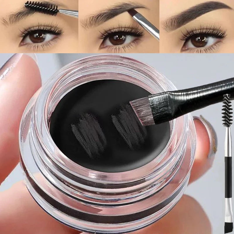 Crema para cejas con tinte natural 3D, color marrón mate y negro, para realzar las cejas, cera en gel, maquillaje de ojos duradero y resistente al agua, herramientas cosméticas