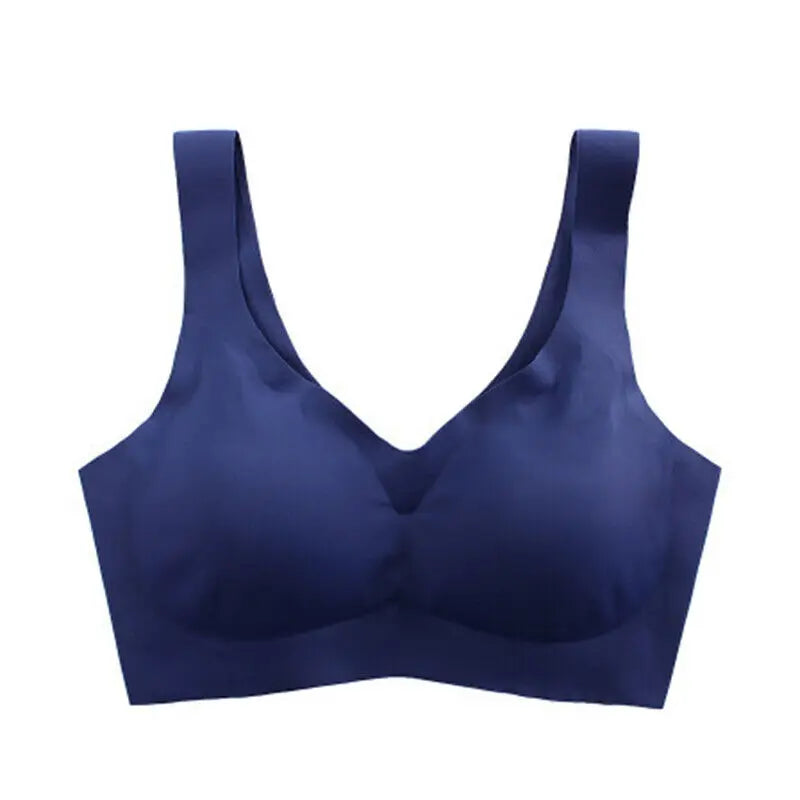 Comprá 2, llevate 3 Sujetador push up de seda helada sin costuras para mujer, sujetador de realce con almohadilla extraíble para el pecho