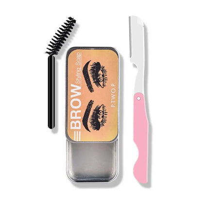 Jabón para peinar cejas en pomada transparente, fijador de cera en gel para cejas con cepillo para mujeres, cosméticos para cejas, maquillaje, gel para cejas