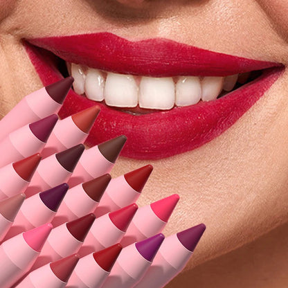 Lápiz labial de 18 colores, resistente al agua, sexy, rojo, mate, tinte de contorno, lápiz labial duradero, antiadherente, lápiz delineador de labios, maquillaje cosmético