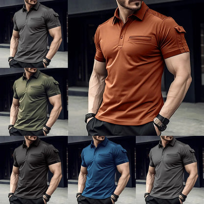 Camisa polo de manga corta de verano 2024 de Amazon con bolsillo para hombre, estilo deportivo, tendencia musculosa, para Europa y Estados Unidos