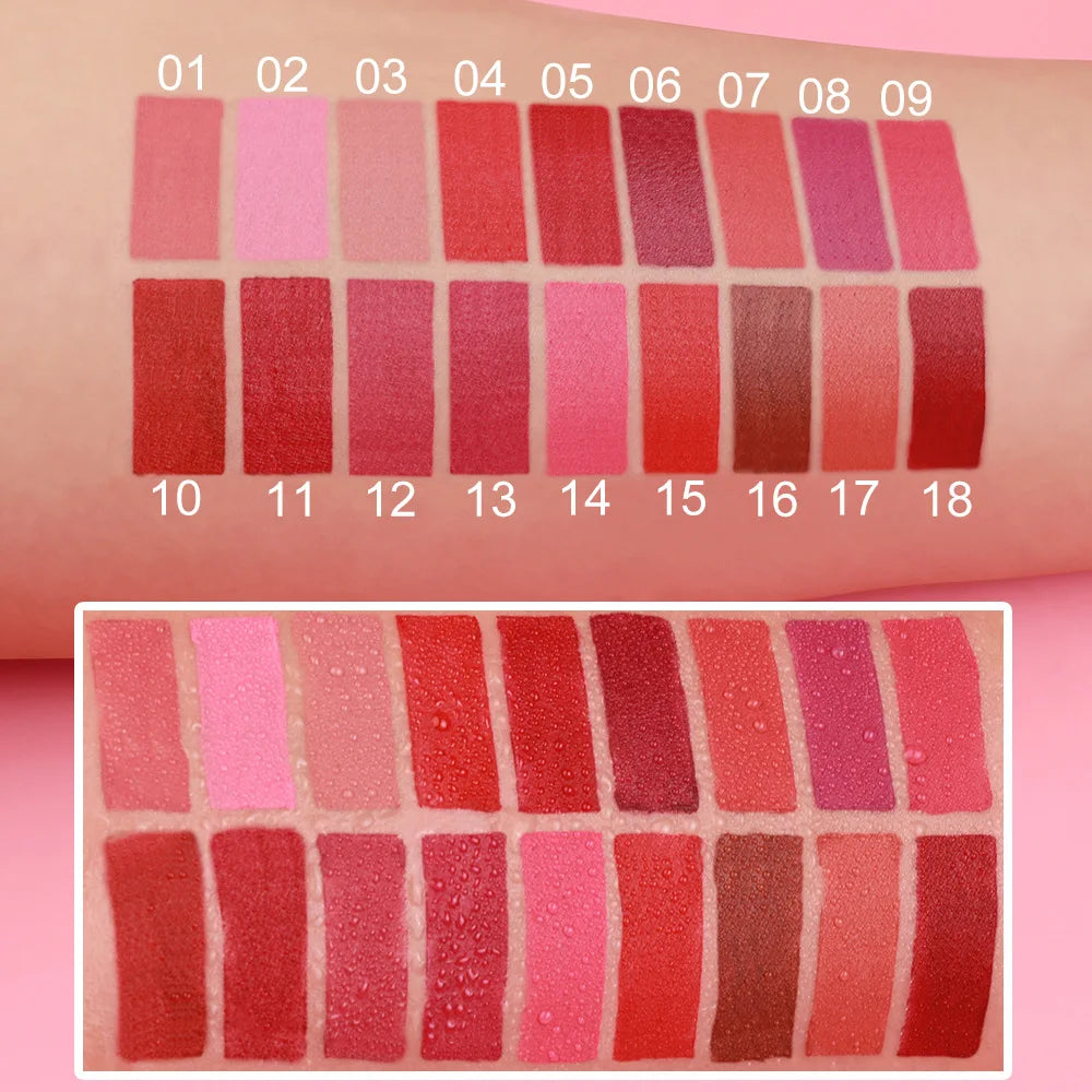 Lápiz labial de 18 colores, resistente al agua, sexy, rojo, mate, tinte de contorno, lápiz labial duradero, antiadherente, lápiz delineador de labios, maquillaje cosmético