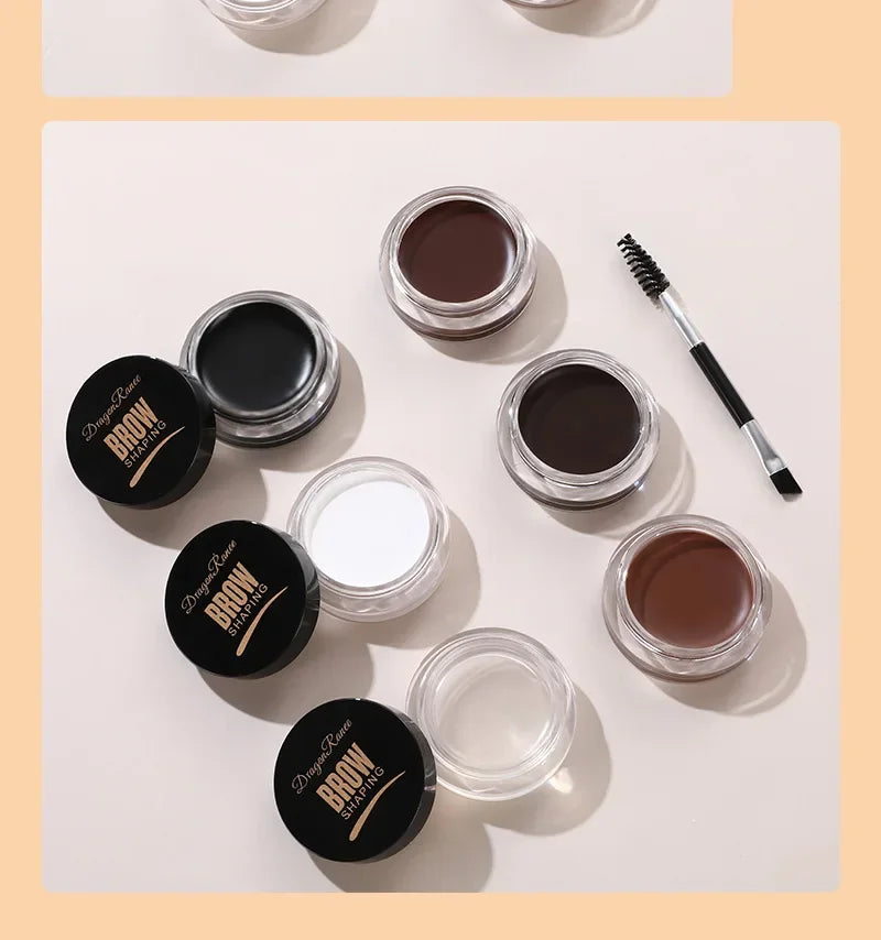 Crema para cejas con tinte natural 3D, color marrón mate y negro, para realzar las cejas, cera en gel, maquillaje de ojos duradero y resistente al agua, herramientas cosméticas